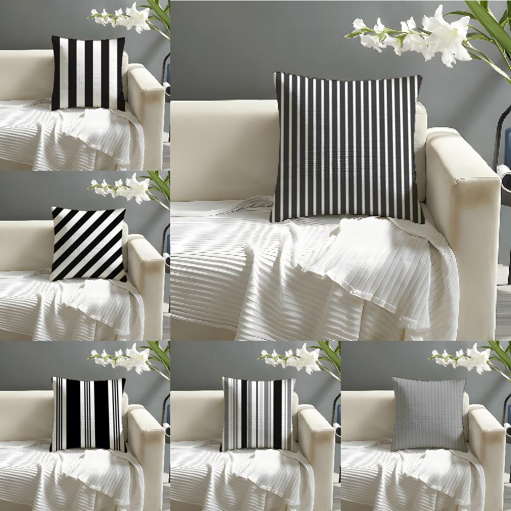 Minimal Classic Black & White Stripes Pillow Case linen pillow case sofa home decor cushion cover cushion cove
