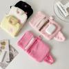 Candy Color Plush Coin Purse Coin Pouch Student Bag Pendant with Key Ring Card Wallets Girls' Headphones Data Cable Storage Bag