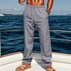 Men's Linen Casual Straight Leg Pants Loose Fit Breathable Summer Beach Trousers for