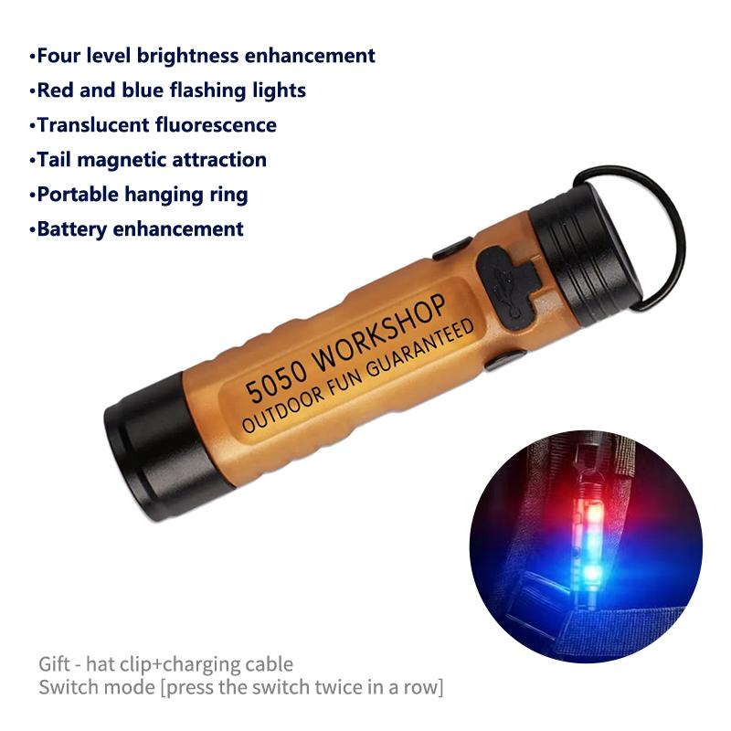 1Pc Mini Flashlight Outdoor Key Clip Cap Ambient Led Long Endurance Disaster Relief Emergency Small Light Pocket
