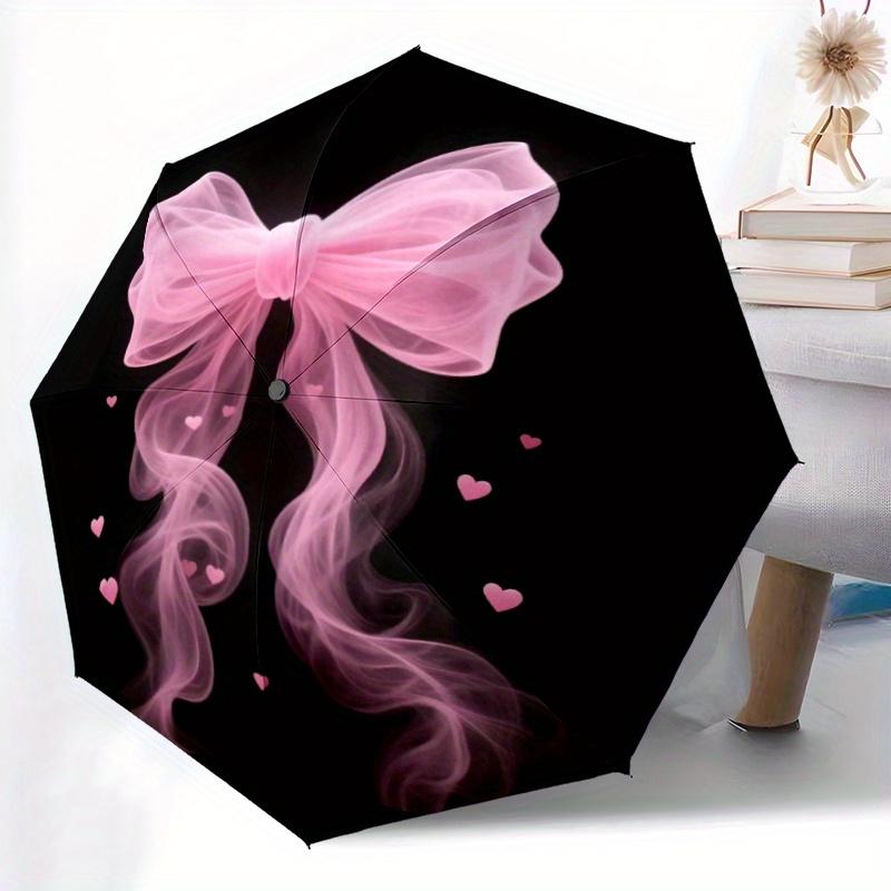 

One Pink Bow Automatic Umbrella, Featuring an 8-Rib Design, Is a Compact And Portable Travel Accessory. It Makes a Perfect Gif (as the picture,Iron&8K)