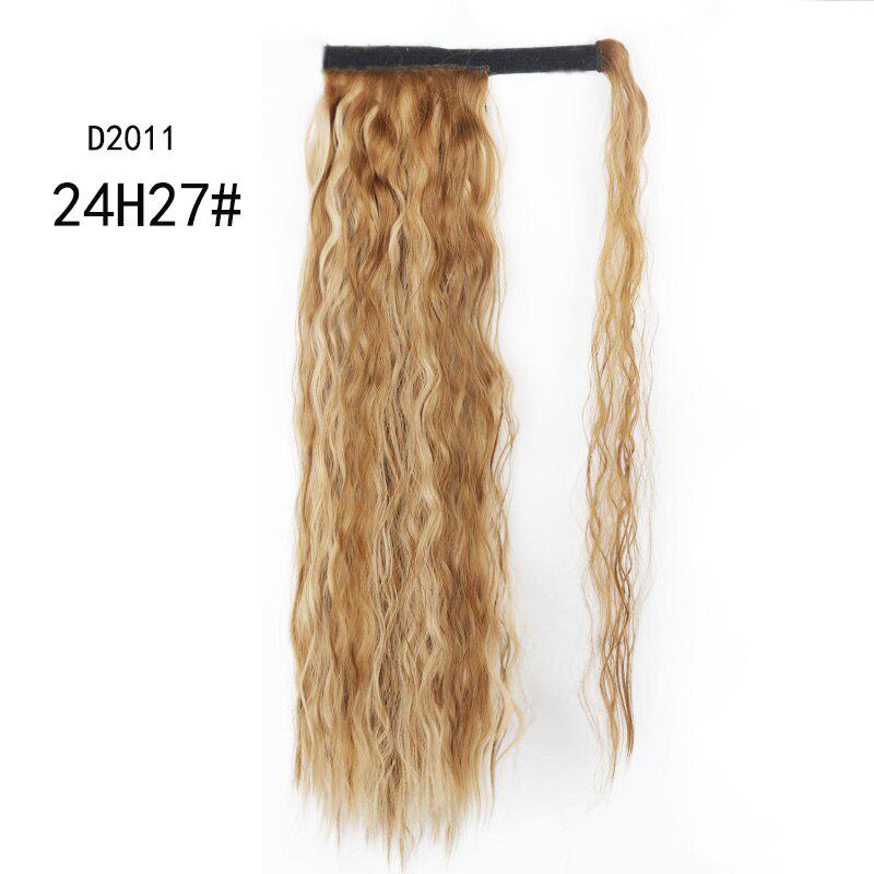 Lockiges langes Pferdeschwanz-Synthetik-Haarteil zum Aufwickeln, Clip-Haarverlängerungen, Ombre-Braun-Pferdeschwanz, blondes Haar
