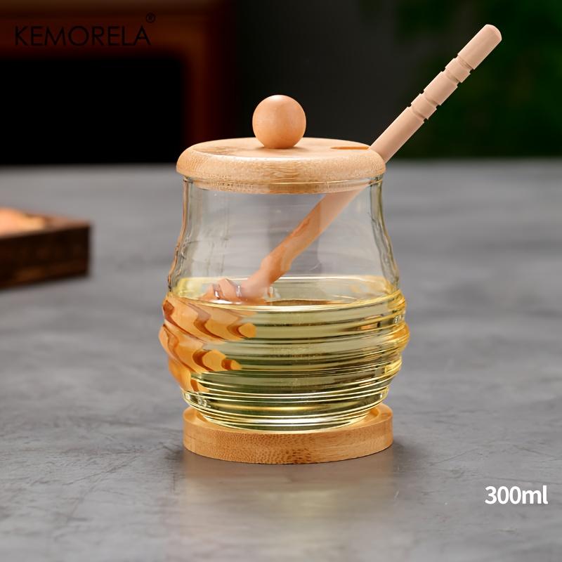 Glass Honeycomb Tank Kitchen Tools Honey Storage Container with Dipper and Lid Honey Bottle for Wedding Party Dining