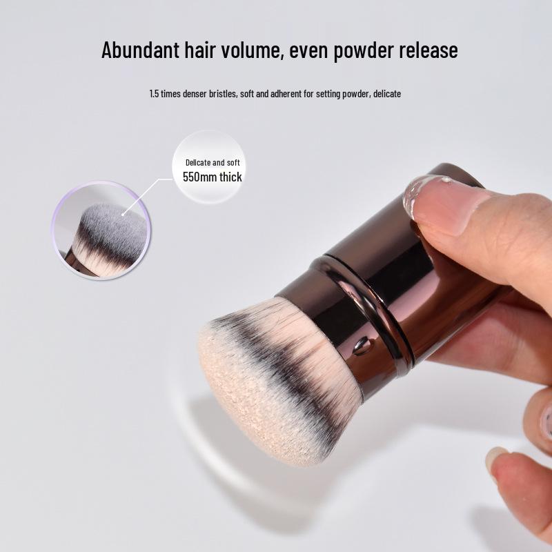Retractable Dustproof Foundation Brush with Lid - Portable Blush & Makeup Tool for Seamless Application