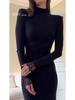2025 Autumn Elegant Black Slimming Lace Dress for Women