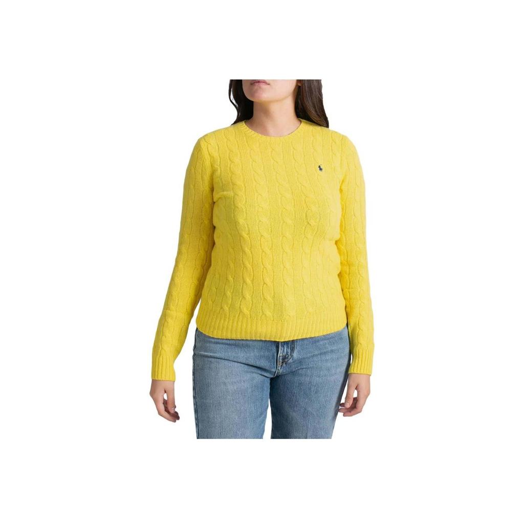 Polo Ralph Lauren Solid Logo Embroidered Crew Neck Long Sleeve Sweater Women Sweater Yellow 211910421-022