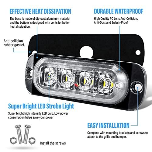 RIGIDON 2pcs 8.5cm Strobe Light LED LED Light 12W 12-24V 4LED Emergency Strobe Light Emergency Lamp Perfect for Truck Flashing Lamp (White)