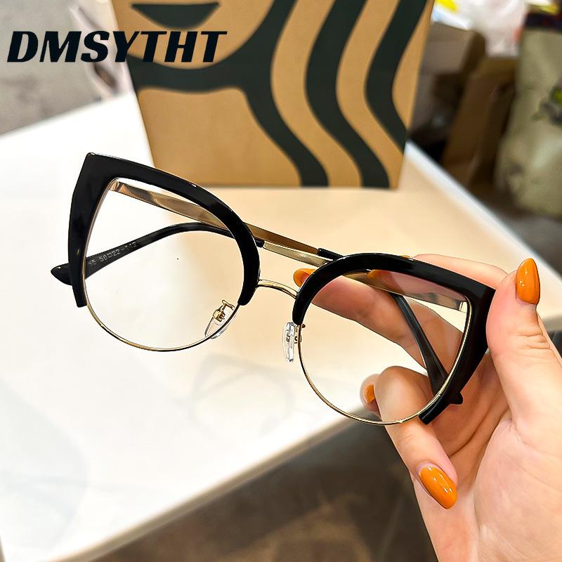 Cat Eye Women Eyeglasses Stylish Vintage Ultra Light Alloy Rim Spectacles Trendy Blue Light Blocking Computer Eyewear