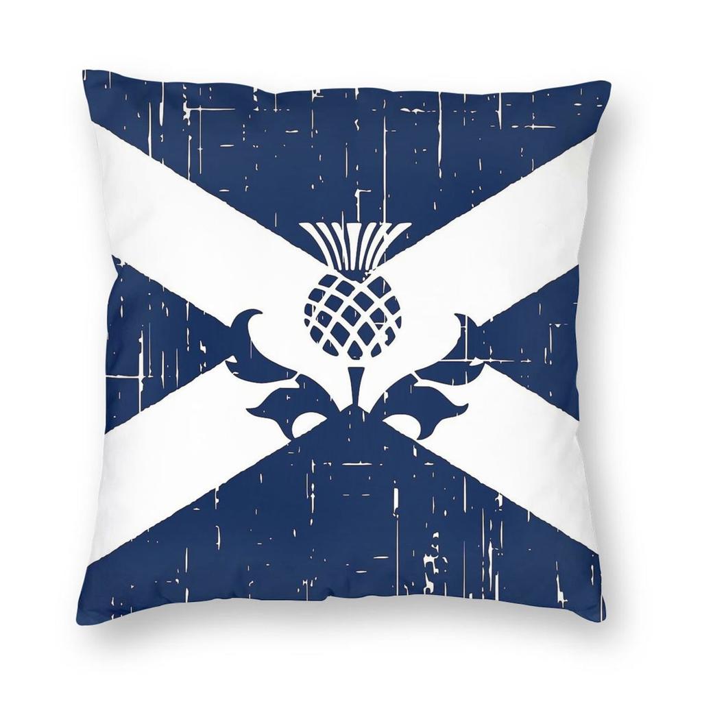 Saltire Scottish Flag Thistle Square Pillowcase Polyester Linen Velvet Printed Zip Decorative Sofa Cushion Case Wholesale 45x45