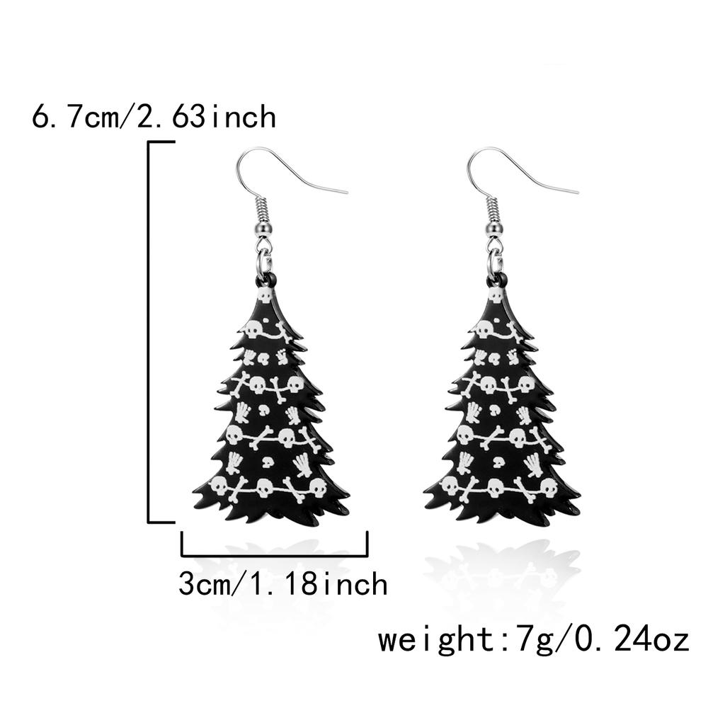 Cute White Acrylic Mushroom Flower Ghost Dangle Earrings for Women Punk Black Skull Tree Halloween Earring Party Jewelry Gift