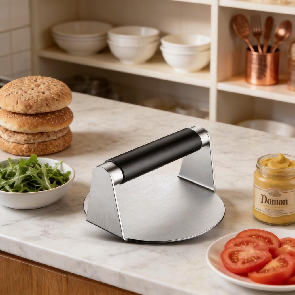 Kitchen Tool Set Stainless Steel Silicone Meat Press With Multifunction Hamburger Maker For Home Cooking