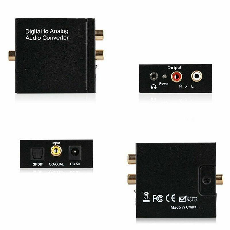 Digitální optický koaxiální na levý a pravý kanál převodník Černý adaptér