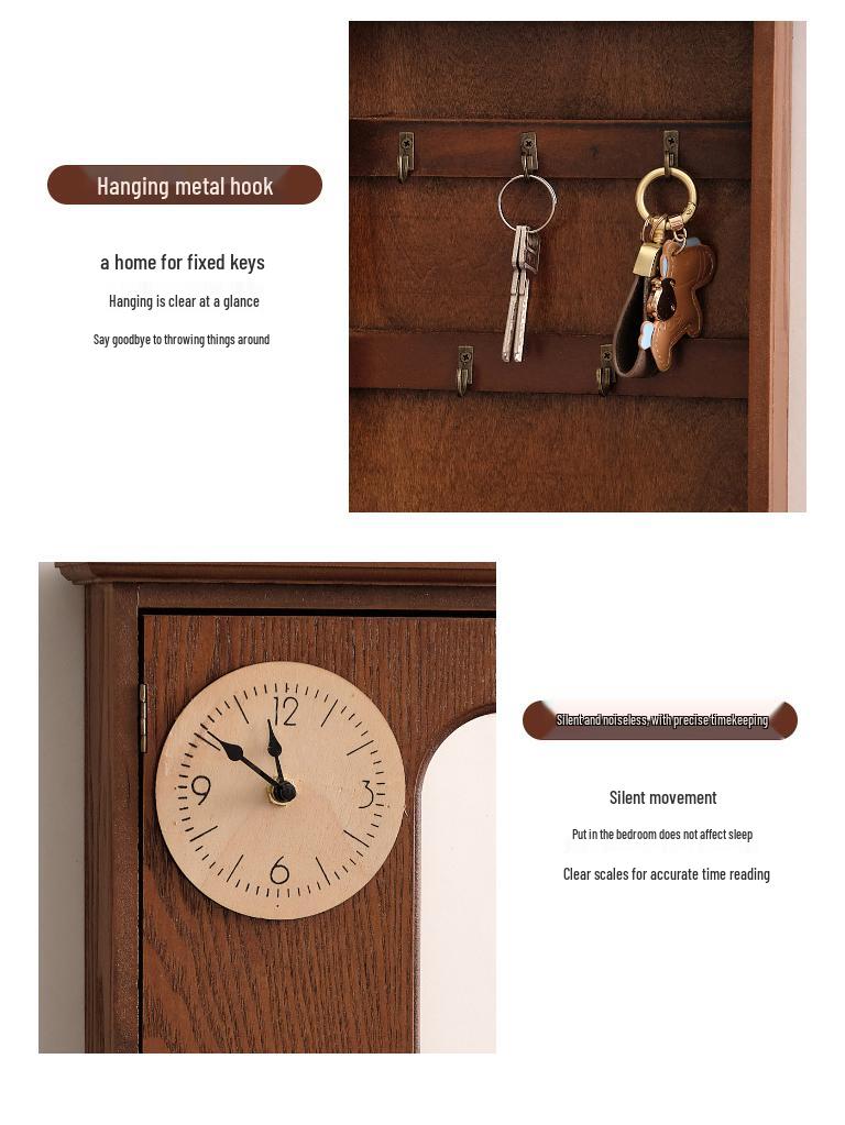 Creative Entrance Wall Hooks: No-Punch Key Holder & Wooden Shelf Combo