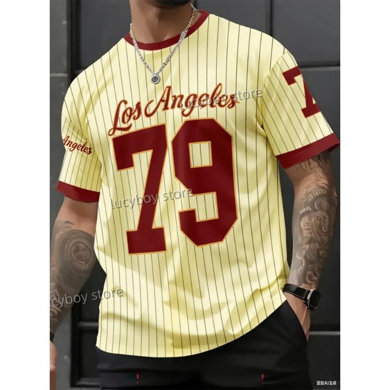 ETST 07 NIEUW BINNEN Amerikaanse Stijl 79 LOS ANGELES T-shirt Heren Korte Mouw Ronde Hals sport T-shirt Vintage Basketbal T-shirt Heren Kleding 3XL