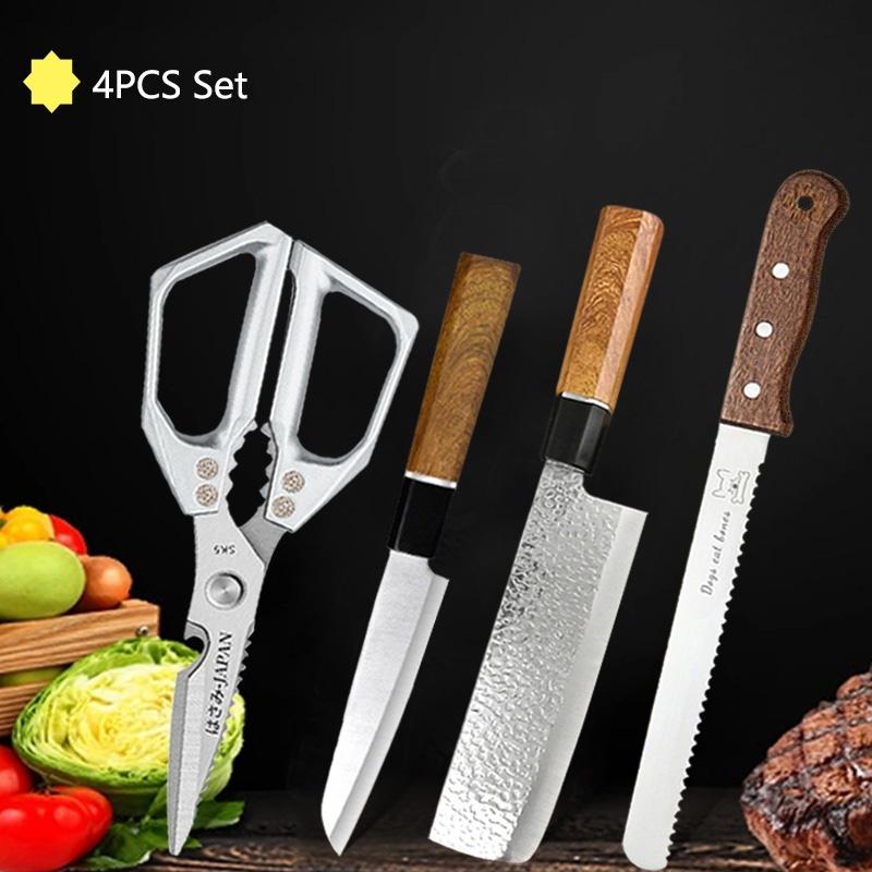 WXCOO Japanese Kitchen Knife Bread Cutter Fruit Vegetable Utility Knife Stainless Steel Forged Boning Butcher Knife Accessories