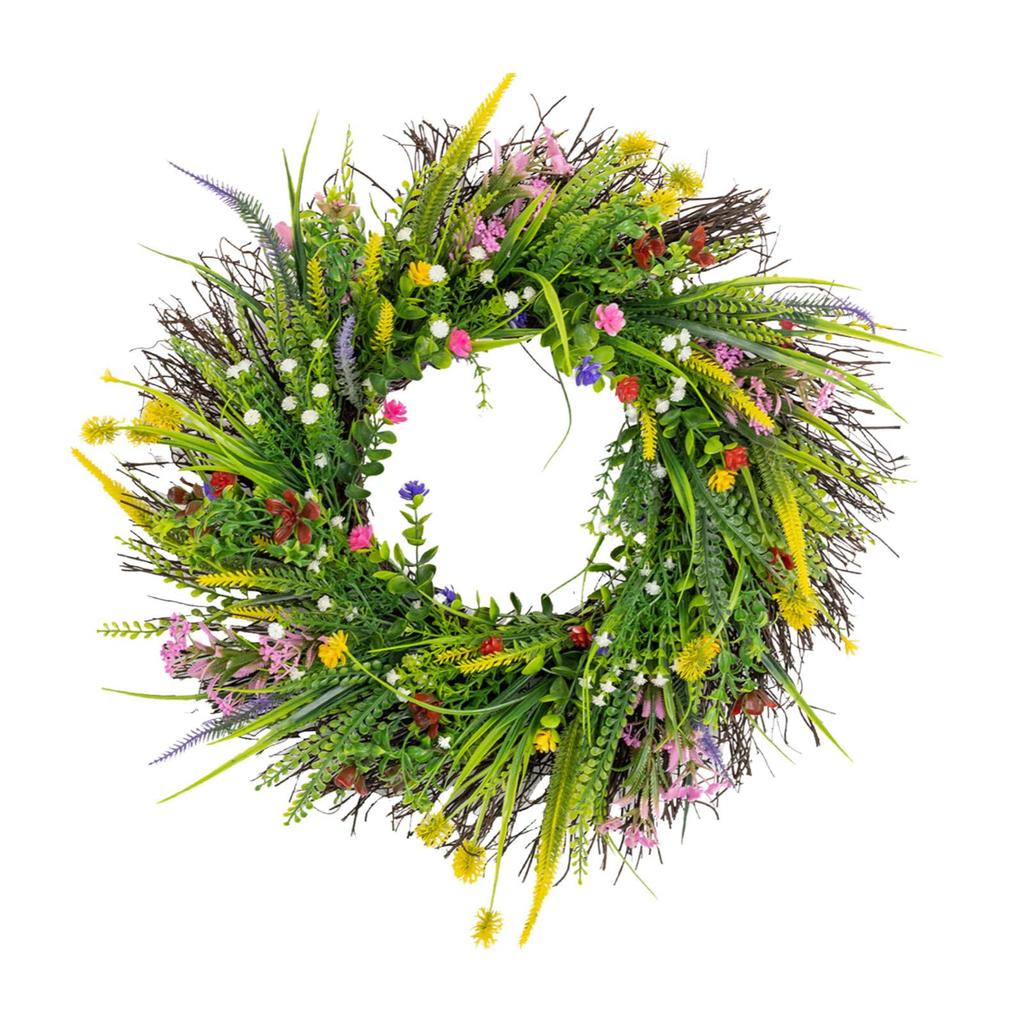Front Door Spring Wreath Durable Fashion Elegant Ornament Hanging Wildflower Wreath for Wedding Wall Holiday Indoor Farmhouse