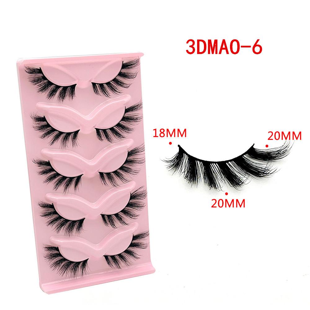 XF 5 Pairs Fox Eye Lashes 3D Silk Fluffy Faux Mink False Cat Eyelashes Custom Packaging Box with Private logo