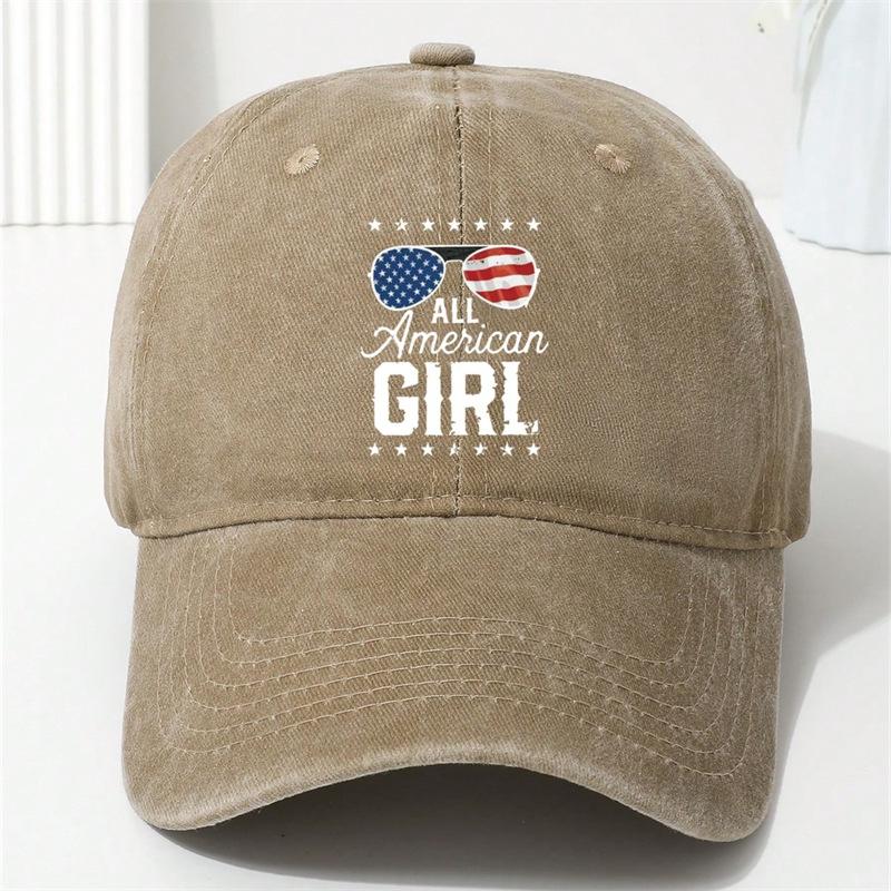 

American Independence Day Flag Print Baseball Cap for Men and Women, Summer Sun Protection, Face-Slimming Duckbill Cap, Holiday Trend хакі