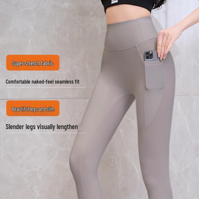 LANGSHA High-Waist Slimming Yoga Shark Pants with Pockets