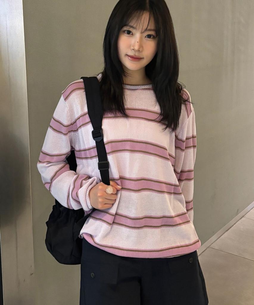 OURHOPE Milo Sheer Stripe Knit - Pink
