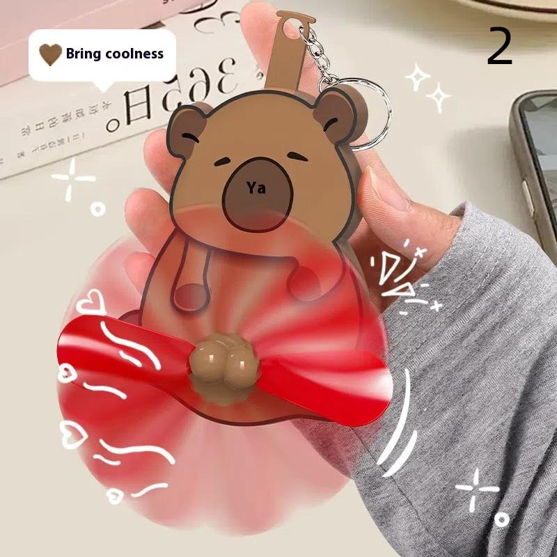 Cartoon Capybara Panda Hand-Pressed Hand-Cranked Small Fan Dormitory Mini Student Portable Hand-Held Manual Small Summer Fan