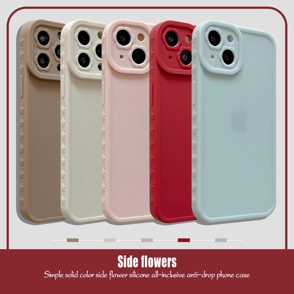 Buy Phone Case For Iphone 11 12 13pro Max X Xr Xsmax 7 8 Plus Se 2 Cartoon Side Flowers Camera Protection Candy Colors Soft Tpu For Iphone 13 Pro Max Case