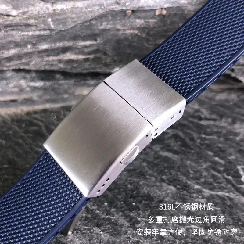 Hochwertiges Silikon Fluorkautschuk Uhrenarmband 21mm für Longines hydroconquest L3 Conquest Sports Taucheruhr Armband Schwarz neu