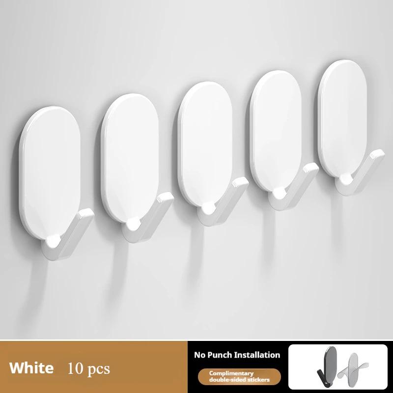 5PCS Stainless Steel Wall Hooks Heavy-Duty Self-Adhesive Hooks for Hanging Keys Bathroom Shower Outdoor Kitchen Door Home Use