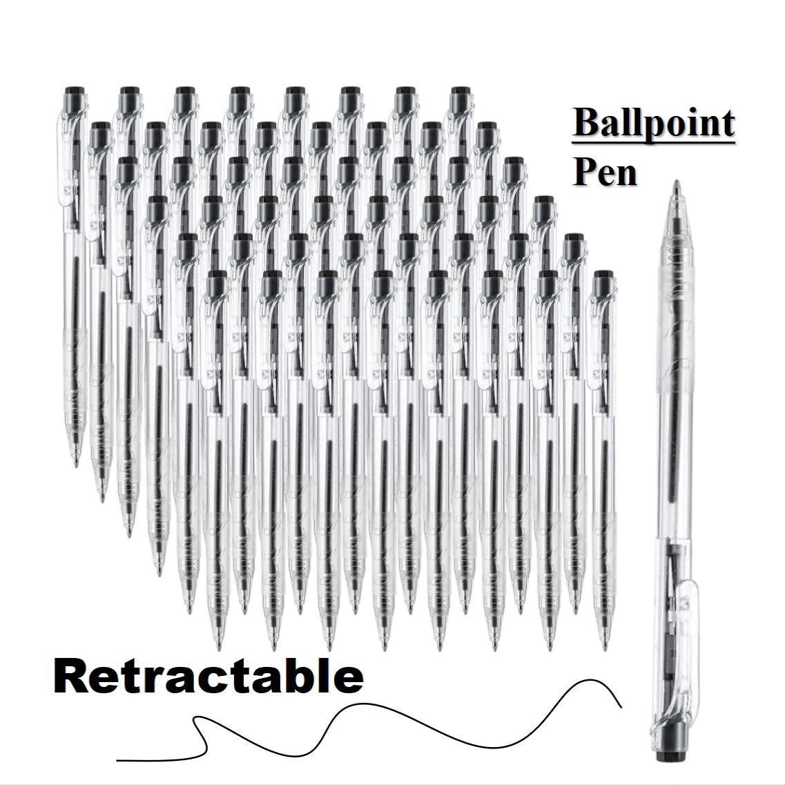 

50pcs Retractable Ballpoint Pens, Medium Point Marker Pens, Ball Point Pens Smooth Writing Click Pens for Journal Writing