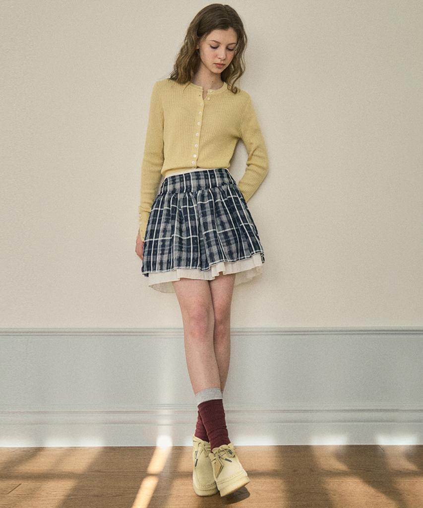 Aueonoseuteljia Fog Check Mini Skirt_Navy(O25-Sk02)