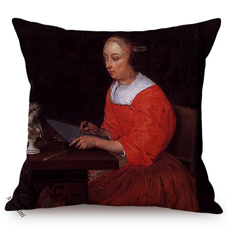 Classic Renaissance Oil Painting Art Throw Pillow Case Europe Vintage Elegant Lady Woman Portrait Sofa Decoration Cushion Cover