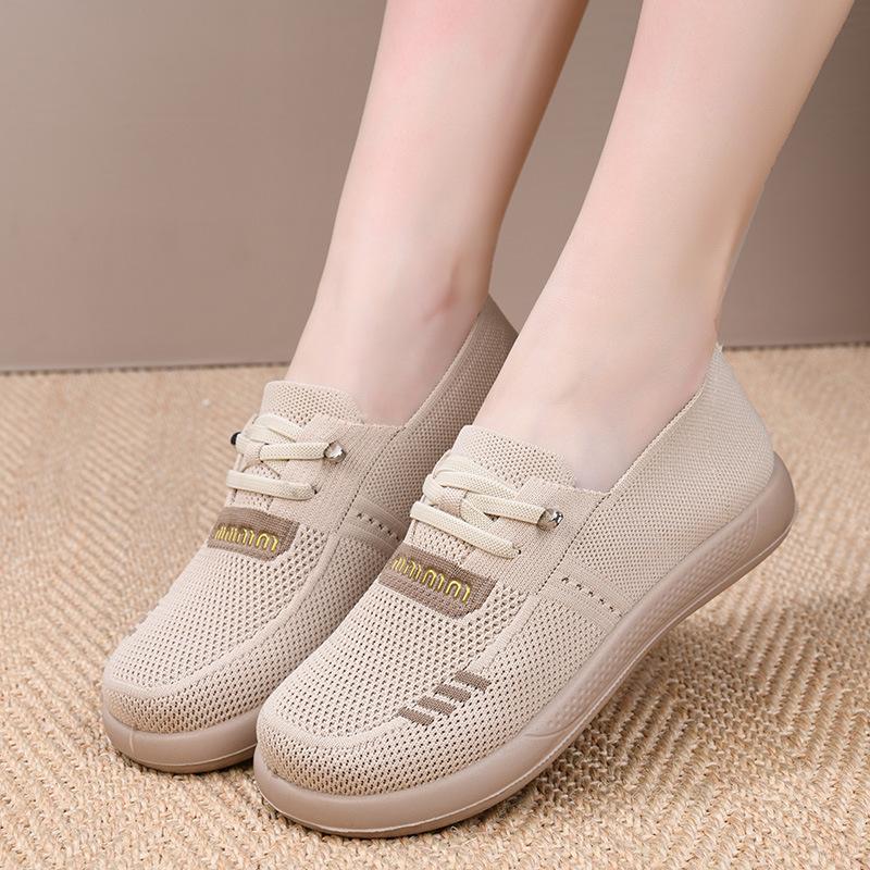 Breathable Soft-soled Women s Single Shoes - One-piece Slip-on Casual Shoes, Comfortable Shoes 36 бежевый