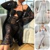 Luxury Black Lace Halter Loungewear Set Sexy Nightgown with Long Outer Robe for Women 720 Elegant Sensual Two-Piece Sleepwear for Special Occasions