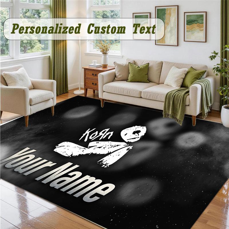 Crystal Velvet Square Rug Custom NameKorn Pattern Non Slip Home Floor Decor Rug