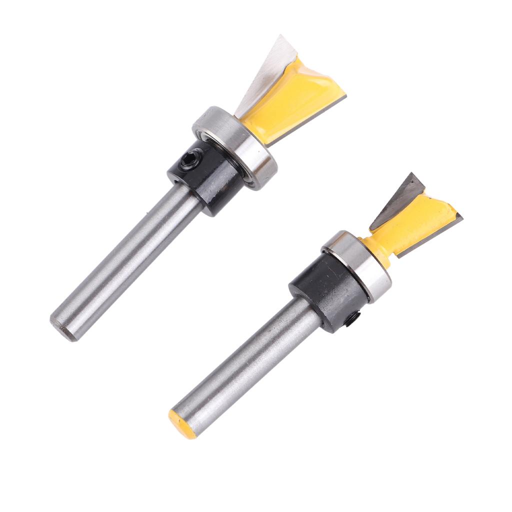 Set 2 Pezzi Fresa a Coda di Rondine con Cuscinetto Fresatrice per Legno Gambo 1/4in