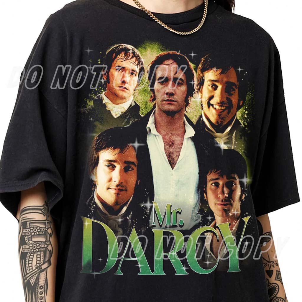 Mr Darcy T-Shirt, Vintage Literarischer Charakter Tee, Klassisches Romantik Grafikshirt, Regency Stil Buchliebhaber Geschenk, Retro Tee