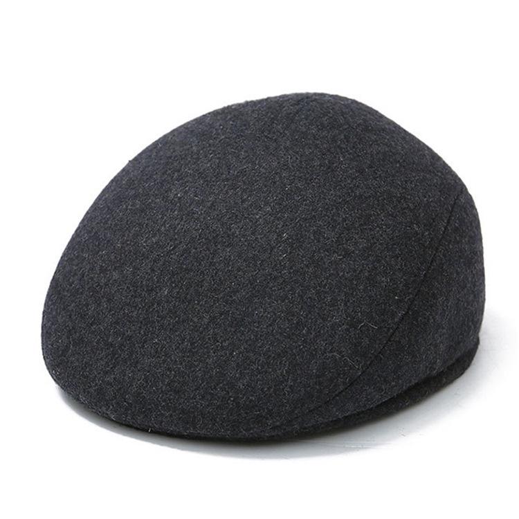Men's Autumn-Winter Velvet-Lined PU Duckbill Cap with Ear Protection for Elderly