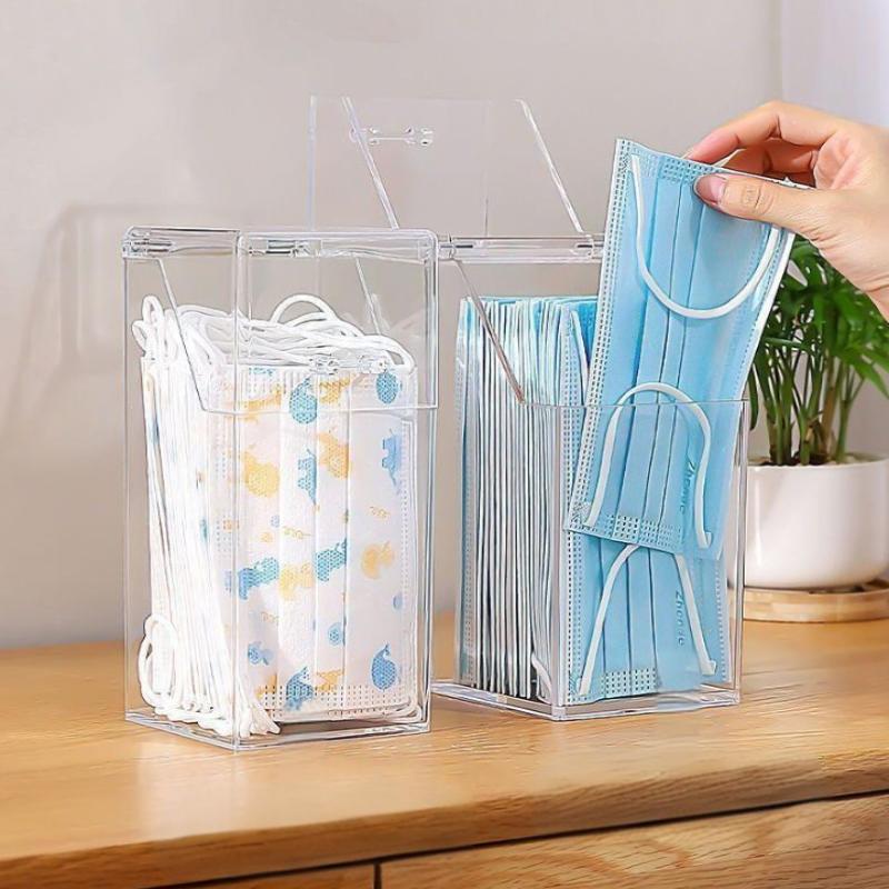 1 Transparent Mask Storage Box With Lid, Dust-Proof Mask Box, Makeup Brush Storage Box