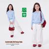 Hanhanxiang Girls' Old Money Style Sweater and Wide-Leg Pants Set
