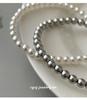 Cui Yan S925 Silver Square Pearl Beaded Bracelet for Women - Korean Style Elastic Cord Jewelry
