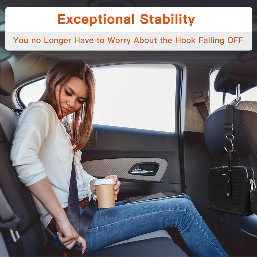 2PCS Car Hook Universal Car Seat Headrest Hooks, Black Nylon