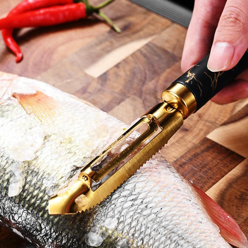 1 buc/set de curățat legume din oțel inoxidabil, curățător de cartofi și morcovi, multifuncțional, curățător de porumb, curățător de pește, cântar, felie, gadget de bucătărie