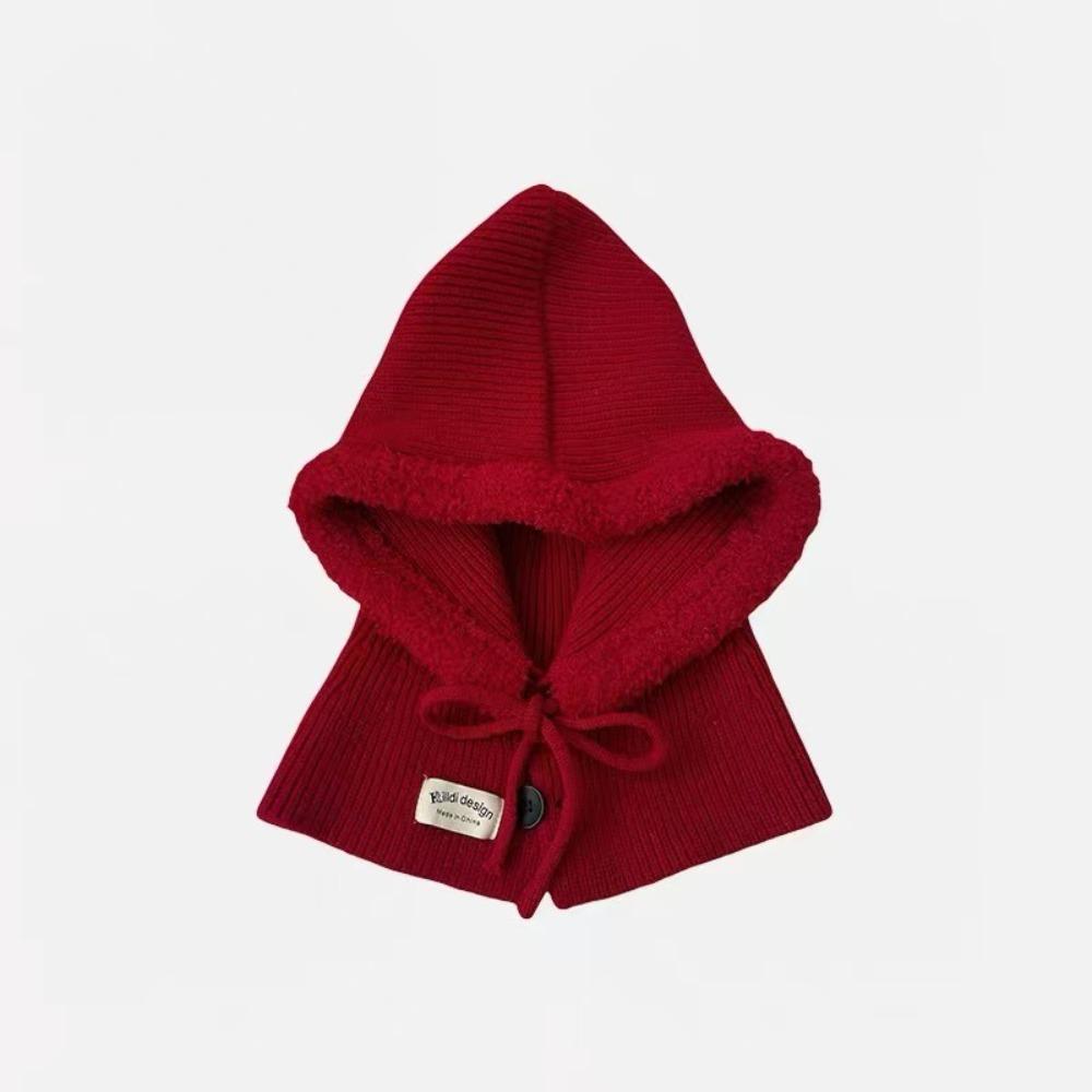 Solid Color Knitted Hooded Cap Wool Blend Earflap Hat Simple Winter Cap Outdoor