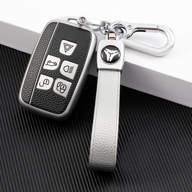 Compatible Leather Car Key Cases for Luhu, JB Range Rover Sport, Velar, Evoque, Discovery 4, and Divine Sport 5.