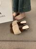 French evening breeze with fluffy slippers for women's outerwear 2025 new kitten and mink hair high-heeled sandals