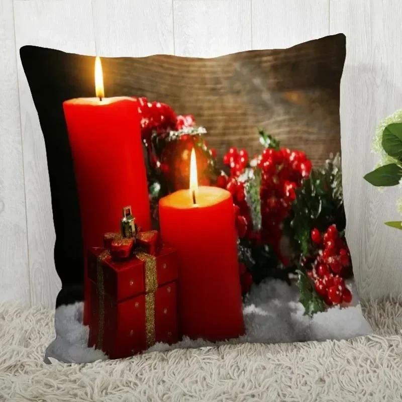 

Украшение дома Спальня Прикроватная наволочка Рождественская свеча Квадратная наволочка Подушка для дивана в гостиную 40x40см 66x66cm