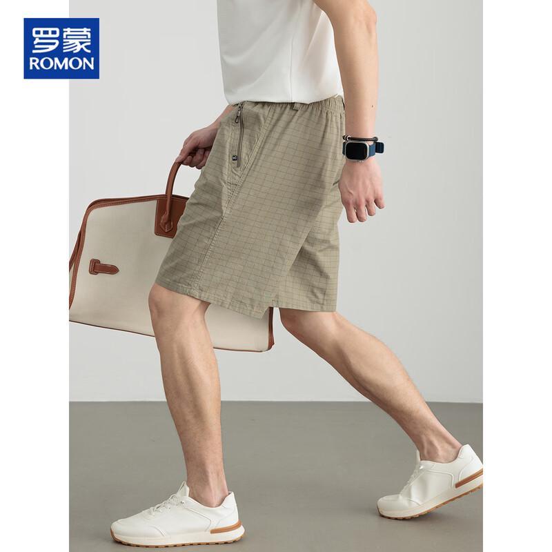 ROMON Men's 100% Cotton Plaid Cargo Bermuda Shorts