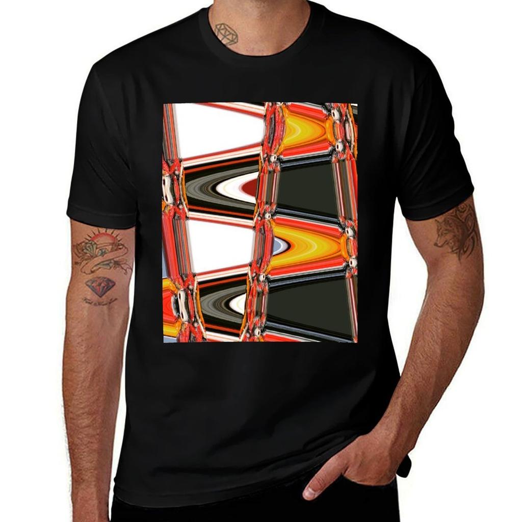 Illusional Waves Red Tshirt Work Wear Breathable Tee