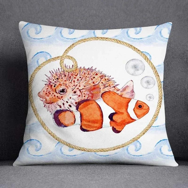 Sea World Throw Pillow Cover With Short Plush Print For Living Room Sofa Decoration Cushion Cover Pillow Covers Decorative