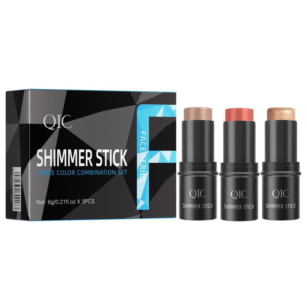 3 pièces Stick Illuminateur Blush Soin Ensemble de 3 pièces Contour du Visage Stick Illuminateur Blush Crème Ensemble Cosmétique